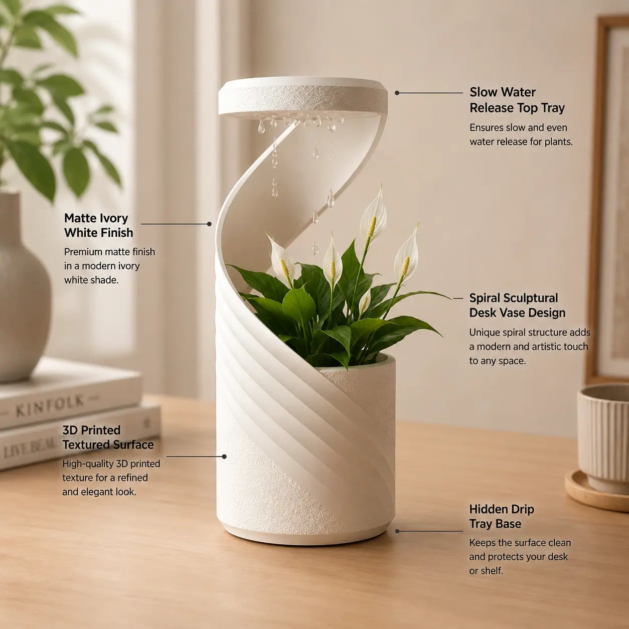 Modern Spiral Self-Watering Flower Pot