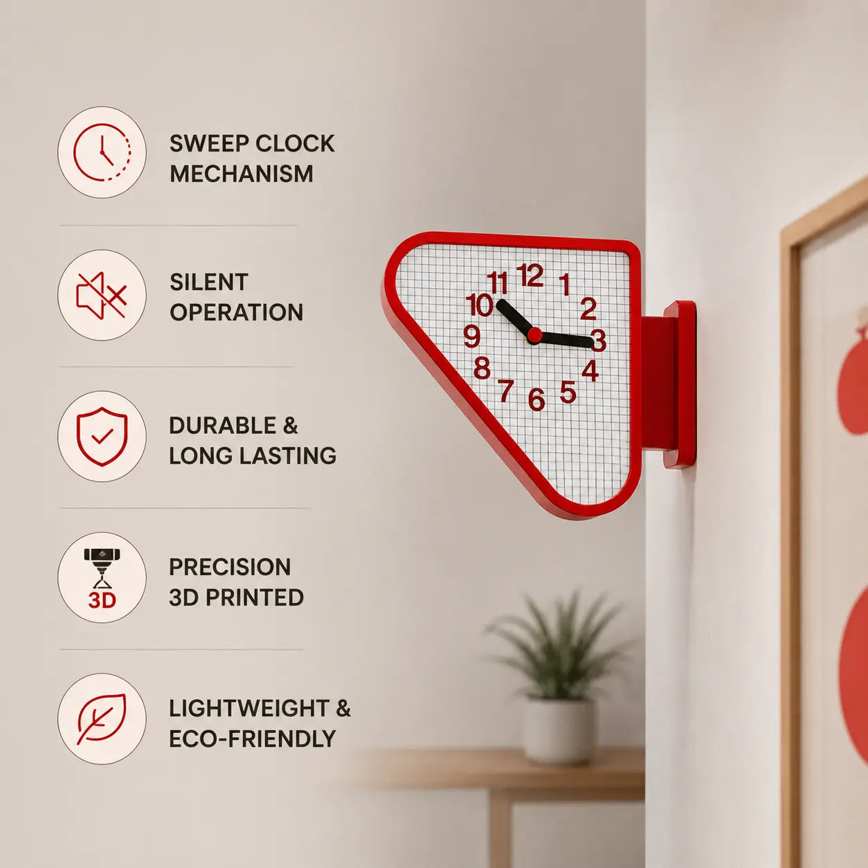 Dual Sided Triangular Wall Clock