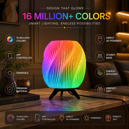 Modern Sculptural Smart Glow Table Lamp, App Controlled (16M+ Colours)