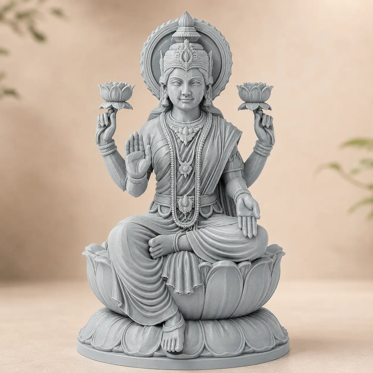 Goddess Lakshmi Sitting Lotus Murti