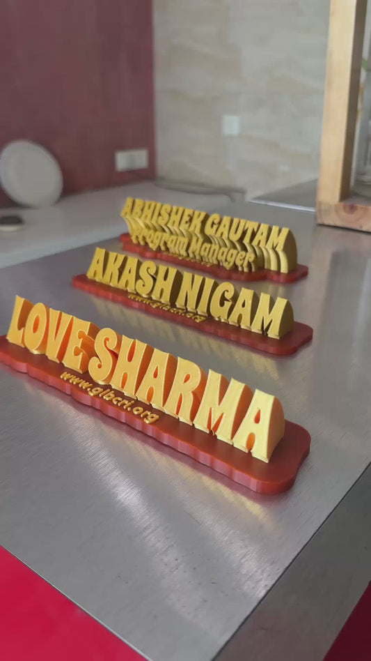 Customised 3D Printed Desk Name Plate